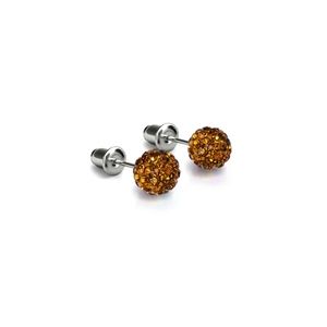 Amber Orange Sparkly Crystal Mini Stud Earrings from NOGU
